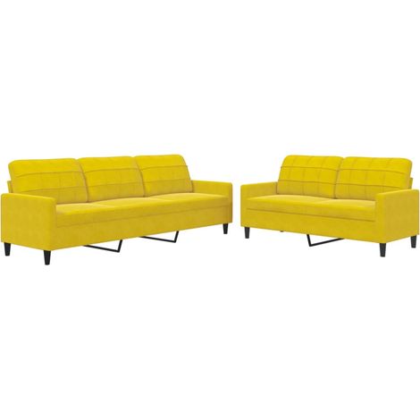 vidaXL Set di Divani 2 pz con Cuscini giallo in Velluto (1/5)