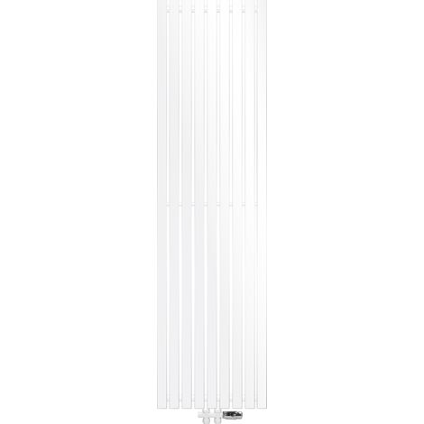 ECD Germany Radiador Stella de Panel 480 x 1800 mm Blanco con Conexión Central al Suelo con Juego de Conexión y Termostato Incluído Calefactor Plano Monocapa Calentador Estufa Vertical Diseño Moderno