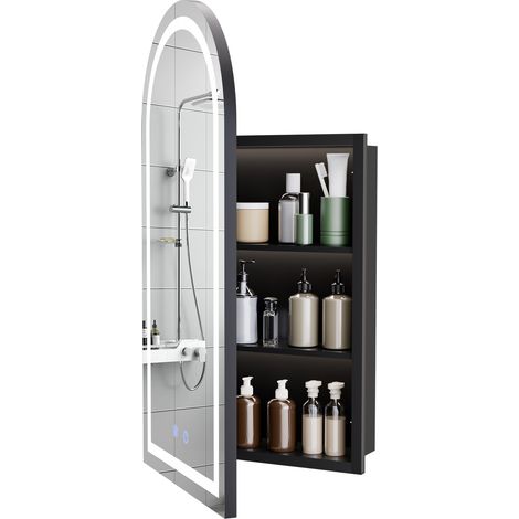 MIROIR LUMINEUX DE SALLE DE BAIN LED 407912.5CM ÉCLAIRAGE TRICOLORE FONCTION DÉSEMBUAGE ÉCRAN TACTILE AVEC CASIER DE RANGEMENT (1/5)