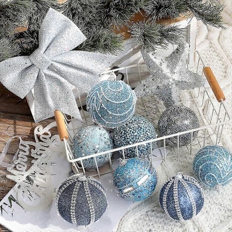 Décorations de Noël bleues, ensemble de Noël, pendentif sapin de Noël, accessoires décoratifs de Noël (1/5)