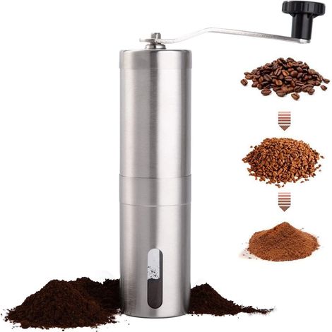 Moulin à café manuel, en acier inoxydable, à meules coniques en céramique, à manivelle, pour expresso, cafetière à piston et café filtre, pour la maison et les voyages.-AquaForge (1/5)
