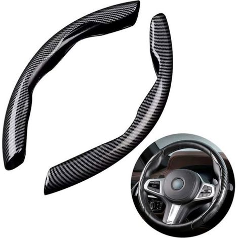 Couvre Volant, Housse Volant Voiture Pro En Fibre De Carbone Universelle, Protecteur De Volant De Voiture Segmenté Antidérapant En