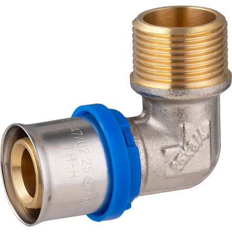 Codo Macho Multicapa a Prensar QUICK PLOMBERIE - Ø25 Macho 3/4