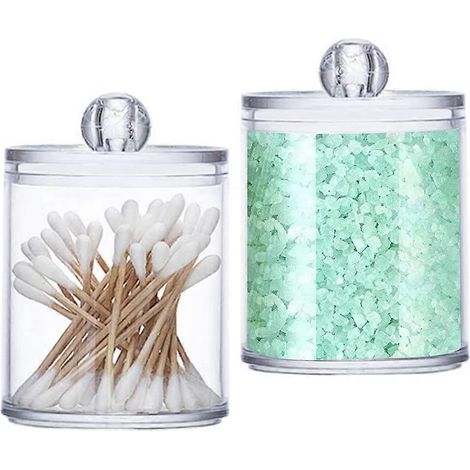 Organisateur de rangement pour boules de coton 2024, porte-boules de coton et cotons-tiges en acrylique transparent avec couvercle (1/5)