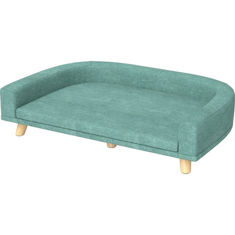 Canapé pour chien grand surélevé 98 x 67 x 25 cm déhoussable confort mousse style scandinave en polyester vert clair (1/5)