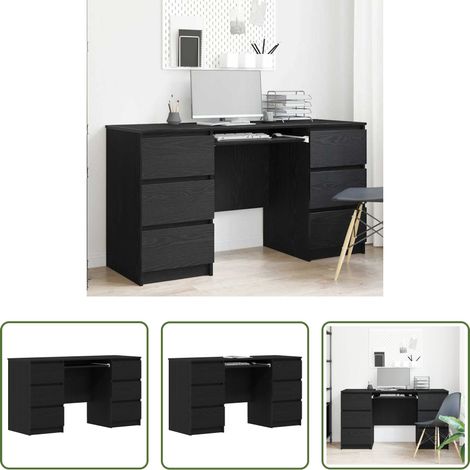 Bureau d'écriture - Bureau Chêne noir 140 x 50 x 76 cm Bois d'ingénierie (1/5)