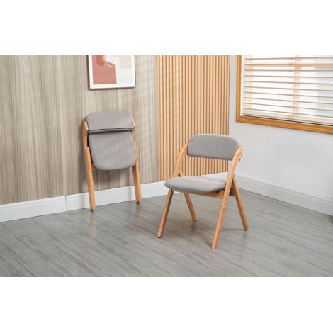 Chaise pliante grise avec siège rembourré et housse amovible, empilable, pour salle à manger, cuisine, bureau, réception et événements, pack de 2 chaises confortables (1/5)