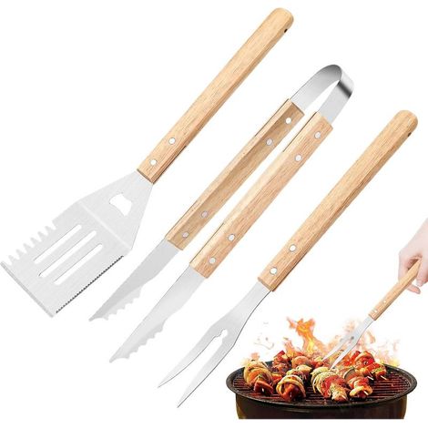 Ensemble d'outils pour Barbecue, Barbecue,Outils de Barbecue Accessoires Gril en Acier Inoxydable avec Pinces à BBQ, spatule, Fourchette, - (1/5)
