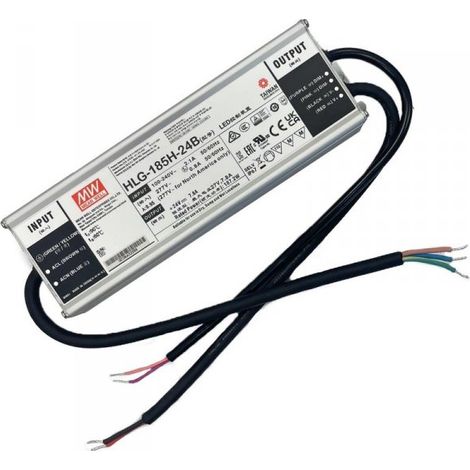 MW MEAN WELL HLG-185H-24B Alimentatore Led Driver CC CV Dimmerabile 185W 24V 7,8A IP67 Input 220V 110V
