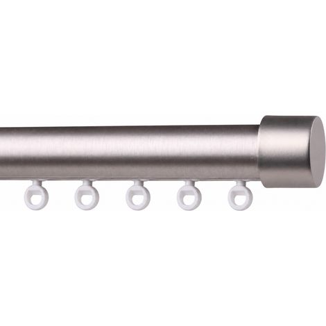 Kit rail à rideau Ø20 mm Chrome Mat 200 cm - Embout Bouchon - Fixation Murale (1/3)
