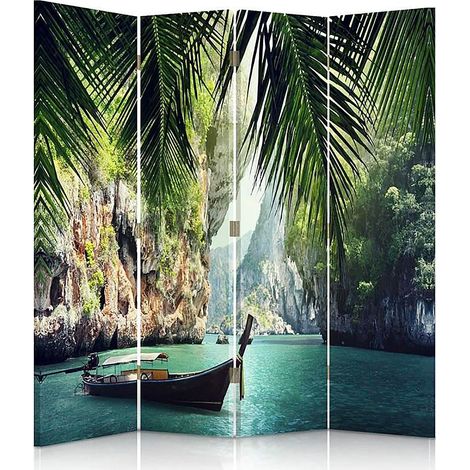 Paravent Évasion Tropicale et Nautique pour Intérieur - 145 x 150 cm - 2 faces R° V° (1/5)