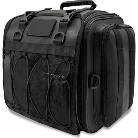 Sacoche arrière moto multifonction étanche en PVC universelle, sac de voyage moto grande capacité 38x38x24cm sac à outils, sacoche latérale moto portable sac photo poignée de transport (1/3)