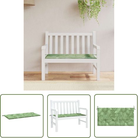 The Living Store Coussin de banc de jardin motif de feuilles 120x50x3 cm - Coussin De Banc - Coussin D'extérieur - Coussin Jardin - Coussin Décoratif - Coussin Confortable (1/5)