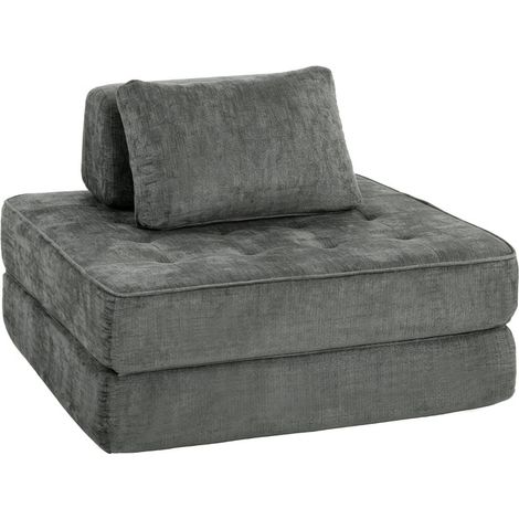 Fauteuil convertible 2-en-1 en chenille gris avec coussin de soutien épais (1/5)