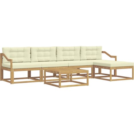 Outdoor-Sofagarnitur 6 Stk. Weiß und Creme Polyester vidaXL (1/5)