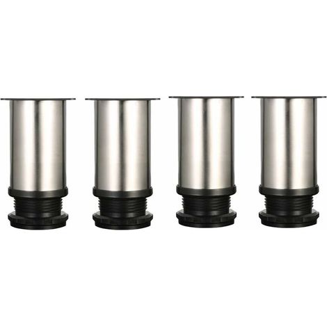 patas ajustables, 8 cm de altura, patas reforzadas para armarios, mesas y muebles, acero inoxidable cepillado, altura ajustable de 0 a 15 mm. Incluye tornillos de acero inoxidable.