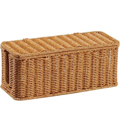 Charging Station Basket, Cable Organizer Box with Lid, Hand-woven Wire Box Hider For TV, ordinateur, And USB Hub Cable Management Cable Organizer Box, Charging Station Basket With Lid, Hand-woven Wire (1/5)
