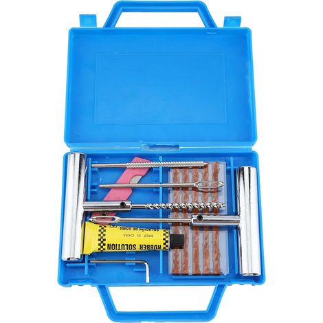 Kit de réparation pneu 11 pièces pour moto, outillage crevaison avec boîte (1/5)