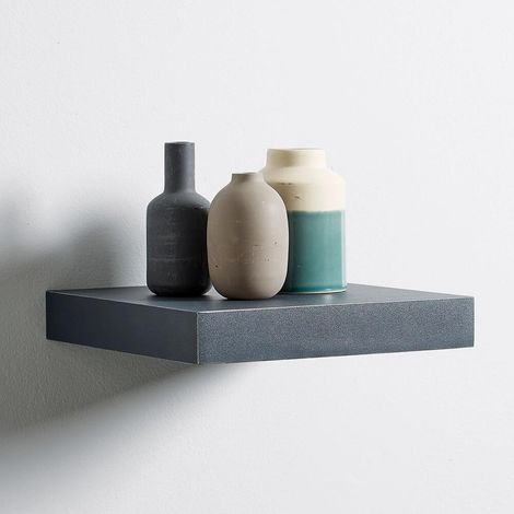 Floating Wall Mounted Storage Shelf Wooden 23.5cm CD DVD Book Shelves Matt Grey (1/2)