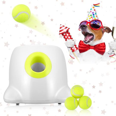 Lanciatore di palline automatico , GJCrafts, lanciapalline da tennis interattivo con 3 impostazioni di distanza di lancio per l'addestramento del QI del cane e il divertimento (3 palline incluse) (1/4)