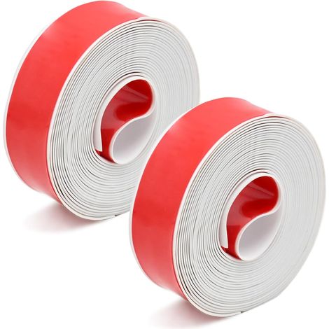 6.4m Joint Salle De Bain Joint PVC Salle De Bain Blanc, 2 Rouleaux Plinthe Souple Autoadhésive 3,2 M X 2,2 Cm, Joints Pare Baignoire Bande Autoadhésive Anti-Moisissure Pour Cuisine/Salle De Bain (1/5)