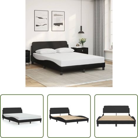 vidaXL Tête de lit - Cadre de lit Dover noir 140x200 cm similicuir (1/5)