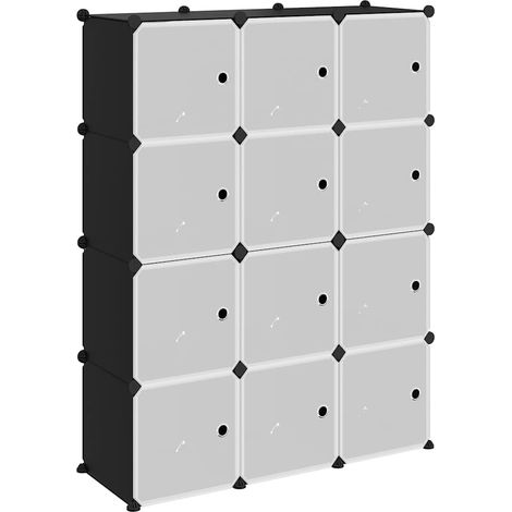 Cubes de rangement 12 pcs avec portes noir PP