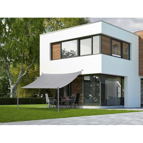 [NEUWERTIG] B-Ware Sonnensegel Neptun Beach Quadrat 360cm x 360cm Silbergrau Sonnenschutz Garten (1/2)