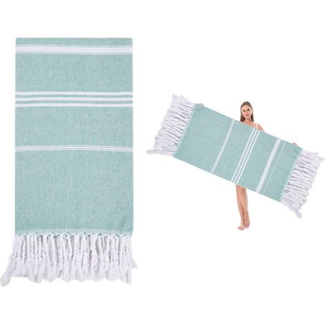 Bardusch - Serviette de plage turque extra large (90 x 180 cm), 100 % coton, anti-sable, légère, idéale pour les voyages. (1/4)