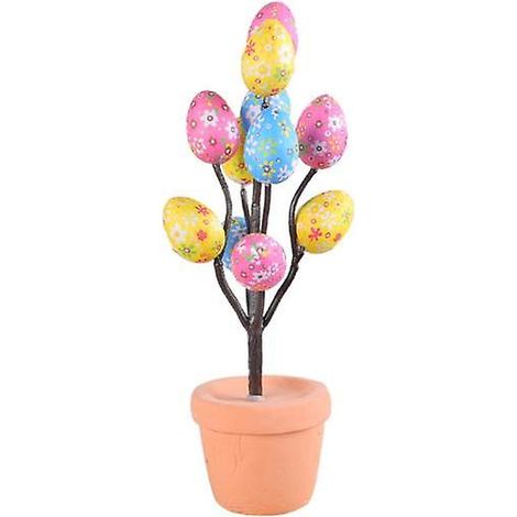 Bonsaï œuf de Pâques en mousse colorée, plante en pot, centre de table raffiné pour une décoration festive.E (1/5)
