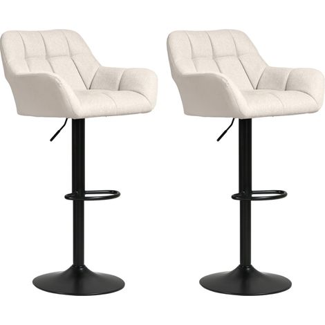 Set 2 sgabelli da bar regolabili in altezza in similpelle effetto lino crema e nero (1/5)