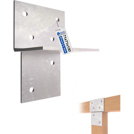 Connecteur de poteau en T galvanisé à chaud – 71 x 71 mm – Pièce de fixation murale et poteaux bois pour pergolas – GeZu Impex