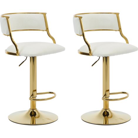 Wahson Barhocker 2er Set aus Samt Drehbar Küchenhocker mit Rückenlehne für Hausbar, Beige (1/5)