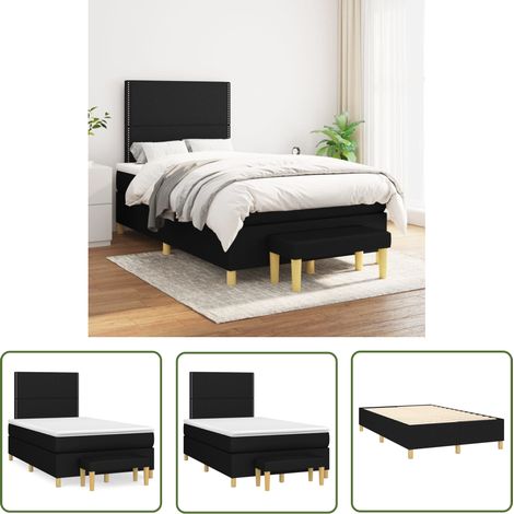 The Living Store Boxspringbett mit Matratze Schwarz 120x200 cm Stoff - Boxspringbett - Doppelbett - Schlafraum - Bettenrahmen - Bettmatratze (1/5)