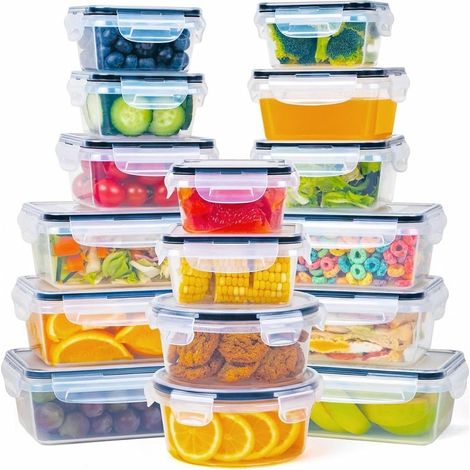 Kit 16 Contenitori Alimentari Per Frigo E Dispensa– Chiusura A Scatto Sicura (1/5)