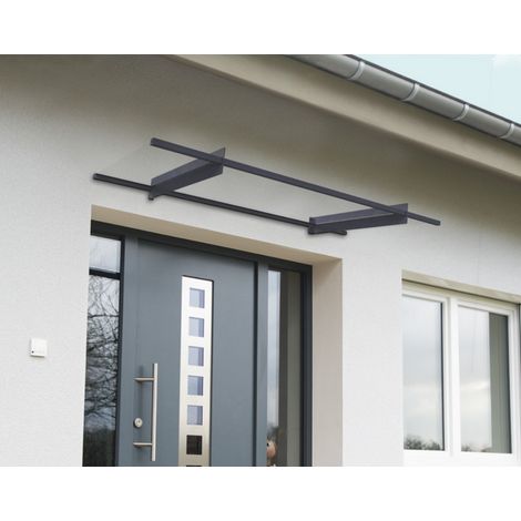 Palram – Marquise de porte Nancy 205,5 x 94 cm – Auvent en acrylique 4mm – Structure en aluminium et acier galvanisé – Résistant aux intempéries