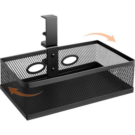 Under-desk storage, under-desk organizer, 360° rotation, clip-on desk organizer, metal mesh design (1/5)