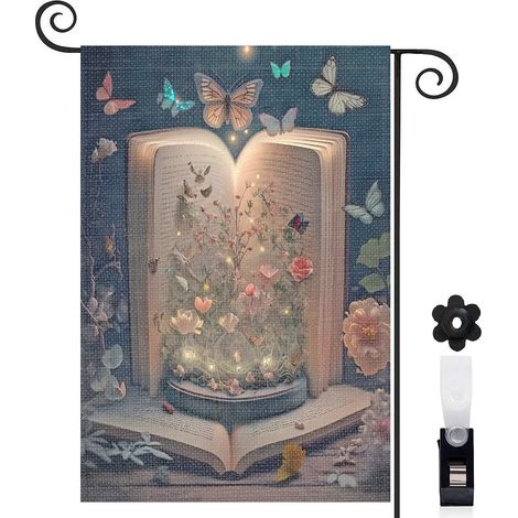 Drapeau de jardin décoratif décoration extérieure toile durable double face 30 x 45 cm pour balcon terrasse (1/5)