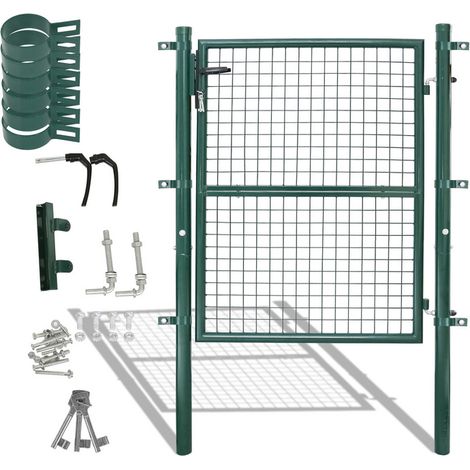 SWANEW Cancello da giardino con rete a doppia sbarra - Verde - 150x100cm (1/5)