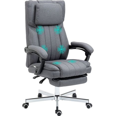 Silla de oficina masaje ergonómica con reposapiés reclinable y altura ajustable gris (1/5)