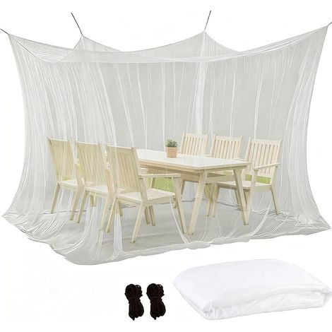 Moustiquaire Extérieur, Rideau en Filet Rectangulaire 300 x 300 x 250 cm, Moustiquaire pour Pergola, Baldaquin pour Gazebo, Lit Double, Piscines, Porche Et Terrasse De Jardin (Blanc) (1/5)