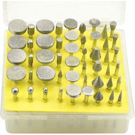 Lot de 50 fraises diamant grain 150 – Tige 3mm – Revêtement diamant pour meulage verre, carrelage, marbre, bijoux, roche (1/5)