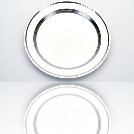 TrAdE Shop Traesio - Vassoio Piatto Tondo In Acciaio Inox Portata Cucina Diametro 32cm -