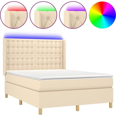 Maison Exclusive - Boxspringbett mit Matratze & LED Creme 140x200 (1/5)