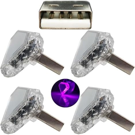 Veilleuse USB USB triangle (tactile) rose 4Pcs 5V/1A Mini lumière d'ambiance pratique Matériel PC adapté à diverses prises USB telles que les alimentations mobiles et les voitures (1/5)