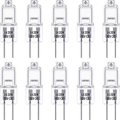 Ampoules halogènes G4 20 W 12 V - Blanc chaud - Lot de 10 (20 W, 10 unités) (1/5)