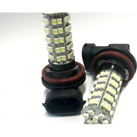 Coppia 2 Lampade Led H8 H11 Con 68 Smd 3528 Colore Rosso 12V 2W Per Fendinebbia