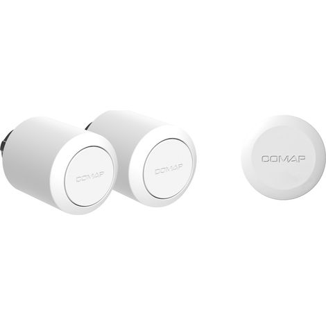 Comap – Kit de démarrage universel tête de radiateur programmable M30 – 2 têtes connectées – Pilotage à distance via application – Compatible avec corps M28 et M30 (1/3)