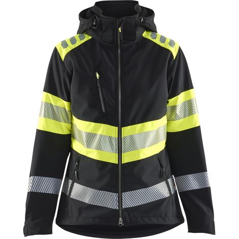 Chaqueta softshell de trabajo de alta visibilidad para mujer 4404 - Negro/Amarillo S