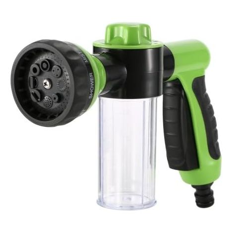 Pistola pulverizadora multifuncional 8 en 1 para lavado de coches - Con dispensador de jabón - Chorro de alta presión - Perfecta para lavar coches, limpiar patios y jardines - 1 m (1/5)